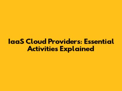 IaaS Cloud Providers: Essential Activities Explained