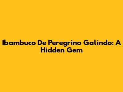 Ibambuco De Peregrino Galindo: A Hidden Gem
