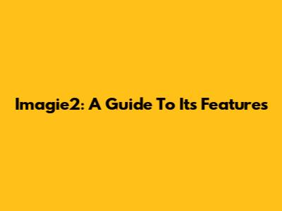 Imagie2: A Guide To Its Features