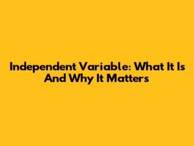 Independent Variable: What It Is And Why It Matters