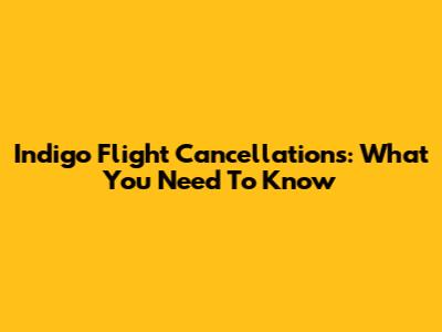 Indigo Flight Cancellations: What You Need To Know