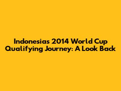 Indonesia's 2014 World Cup Qualifying Journey: A Look Back