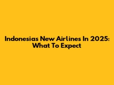 Indonesia's New Airlines In 2025: What To Expect