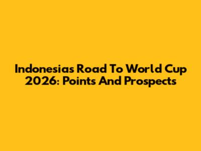 Indonesia's Road To World Cup 2026: Points And Prospects