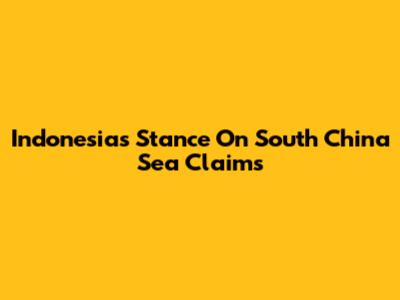 Indonesia's Stance On South China Sea Claims