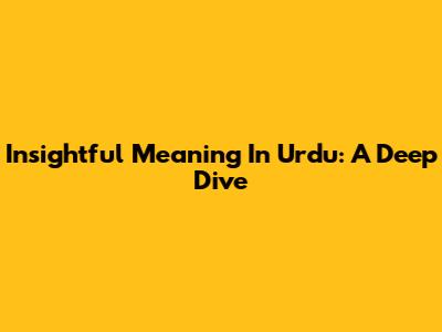 Insightful Meaning In Urdu: A Deep Dive