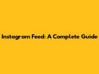 Instagram Feed: A Complete Guide
