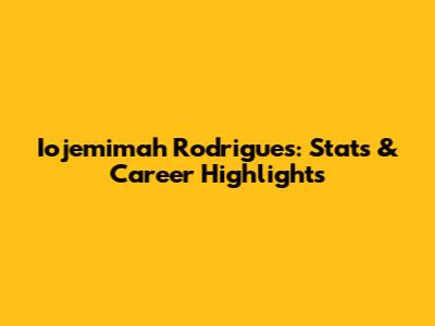 Iojemimah Rodrigues: Stats & Career Highlights