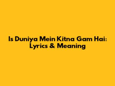 Is Duniya Mein Kitna Gam Hai: Lyrics & Meaning