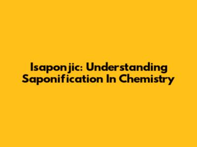 Isaponjic: Understanding Saponification In Chemistry