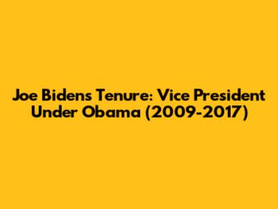 Joe Biden's Tenure: Vice President Under Obama (2009-2017)
