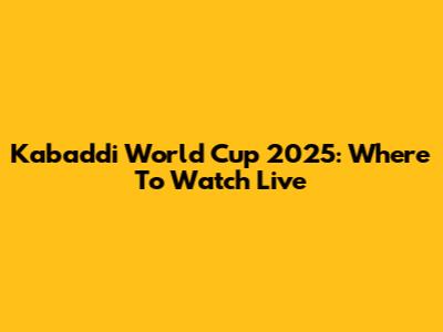 Kabaddi World Cup 2025: Where To Watch Live