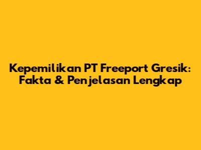 Kepemilikan PT Freeport Gresik: Fakta & Penjelasan Lengkap