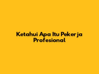 Ketahui Apa Itu Pekerja Profesional