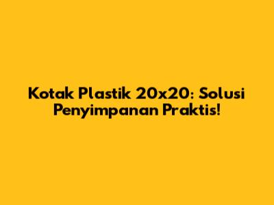 Kotak Plastik 20x20: Solusi Penyimpanan Praktis!