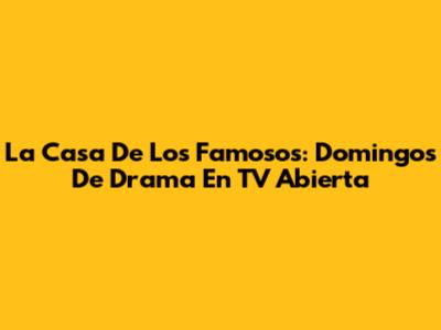 La Casa De Los Famosos: Domingos De Drama En TV Abierta