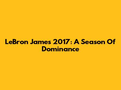 LeBron James 2017: A Season Of Dominance