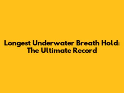 Longest Underwater Breath Hold: The Ultimate Record