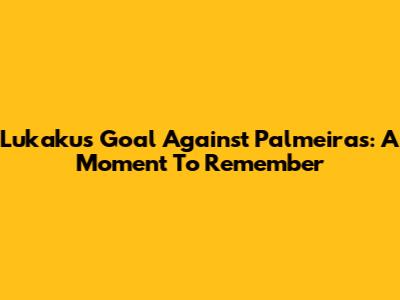 Lukaku's Goal Against Palmeiras: A Moment To Remember
