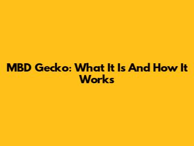 MBD Gecko: What It Is And How It Works