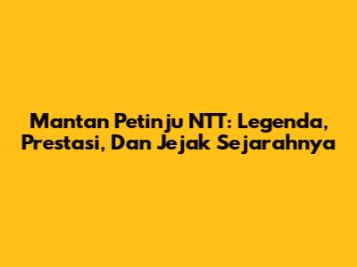 Mantan Petinju NTT: Legenda, Prestasi, Dan Jejak Sejarahnya