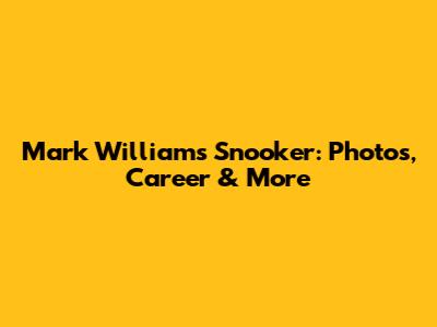 Mark Williams Snooker: Photos, Career & More