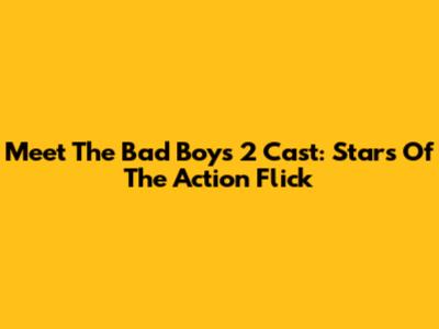 Meet The Bad Boys 2 Cast: Stars Of The Action Flick