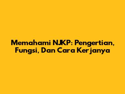 Memahami NJKP: Pengertian, Fungsi, Dan Cara Kerjanya