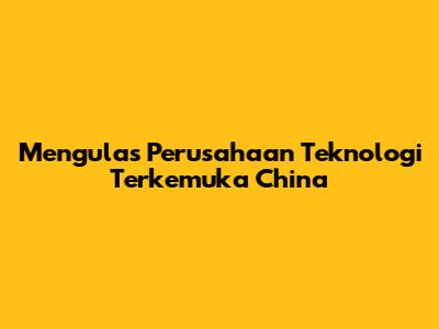 Mengulas Perusahaan Teknologi Terkemuka China