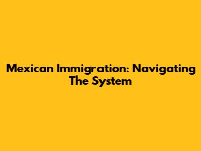 Mexican Immigration: Navigating The System