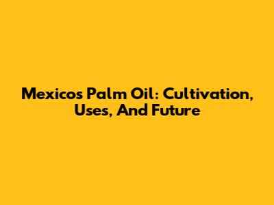 Mexico's Palm Oil: Cultivation, Uses, And Future