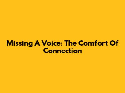 Missing A Voice: The Comfort Of Connection