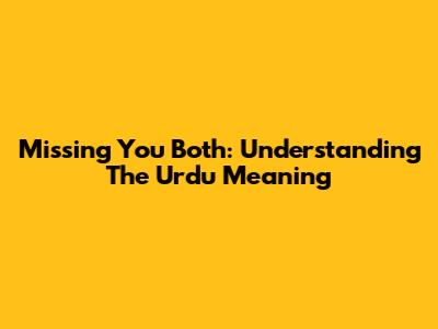 Missing You Both: Understanding The Urdu Meaning