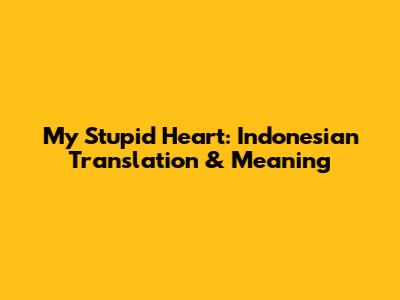 My Stupid Heart: Indonesian Translation & Meaning