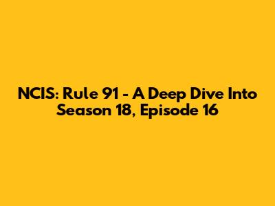 NCIS: Rule 91 - A Deep Dive Into Season 18, Episode 16
