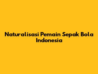 Naturalisasi Pemain Sepak Bola Indonesia
