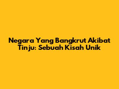 Negara Yang Bangkrut Akibat Tinju: Sebuah Kisah Unik
