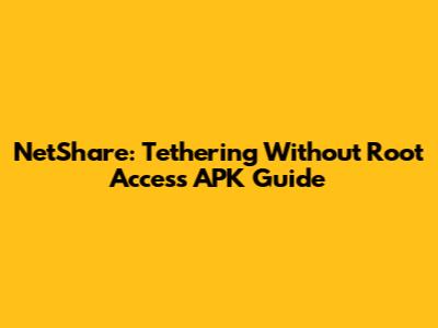 NetShare: Tethering Without Root Access APK Guide