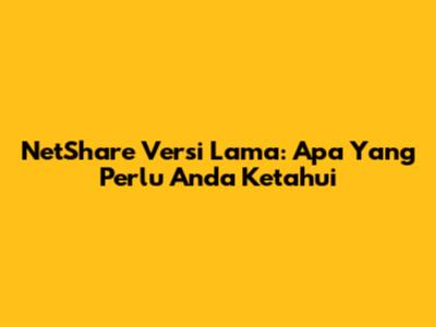 NetShare Versi Lama: Apa Yang Perlu Anda Ketahui