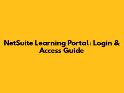 NetSuite Learning Portal: Login & Access Guide