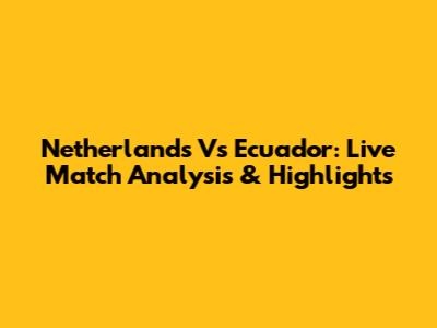 Netherlands Vs Ecuador: Live Match Analysis & Highlights