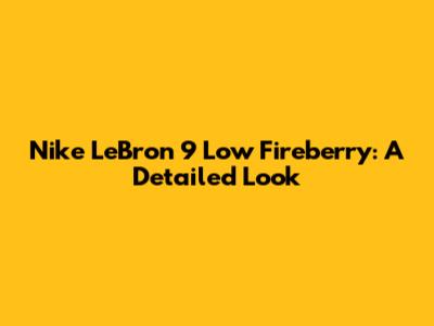Nike LeBron 9 Low Fireberry: A Detailed Look