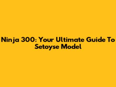 Ninja 300: Your Ultimate Guide To Setoyse Model