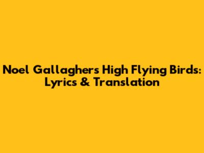 Noel Gallagher's High Flying Birds: Lyrics & Translation