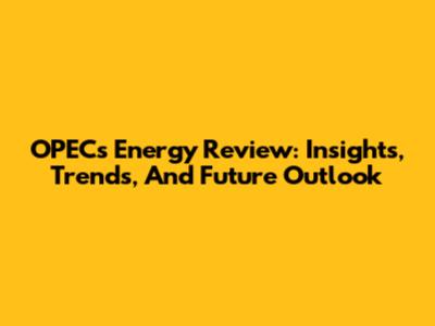 OPEC's Energy Review: Insights, Trends, And Future Outlook