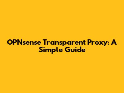 OPNsense Transparent Proxy: A Simple Guide
