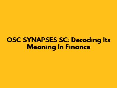 OSC SYNAPSES SC: Decoding Its Meaning In Finance