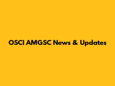 OSCI AMGSC News & Updates