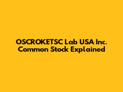 OSCROKETSC Lab USA Inc. Common Stock Explained