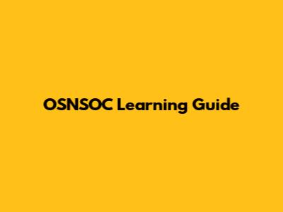 OSNSOC Learning Guide
